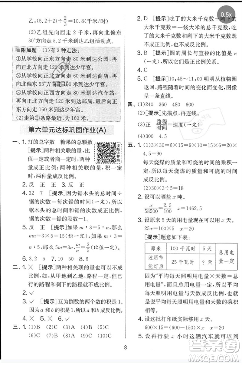 吉林教育出版社2023春實(shí)驗(yàn)班提優(yōu)大考卷六年級(jí)數(shù)學(xué)下冊(cè)蘇教版參考答案