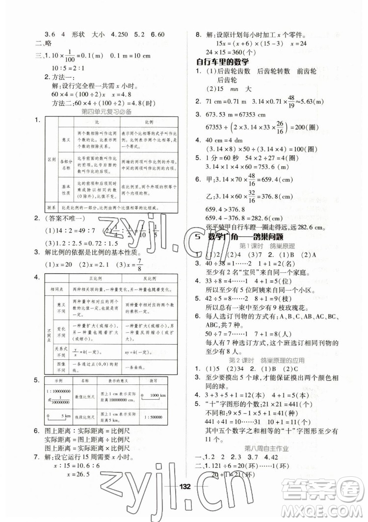 山東科學(xué)技術(shù)出版社2023新思維伴你學(xué)六年級數(shù)學(xué)下冊人教版答案