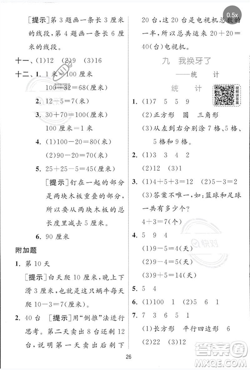 江蘇人民出版社2023實(shí)驗(yàn)班提優(yōu)訓(xùn)練一年級(jí)數(shù)學(xué)下冊(cè)青島版參考答案