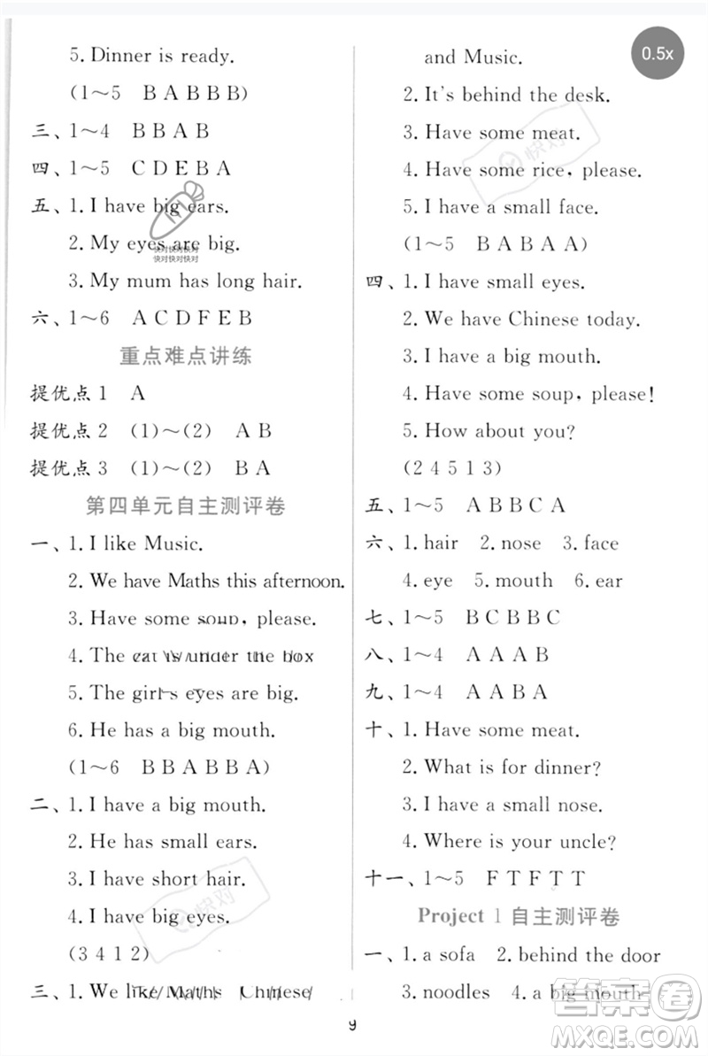 江蘇人民出版社2023實驗班提優(yōu)訓(xùn)練二年級英語下冊譯林版參考答案