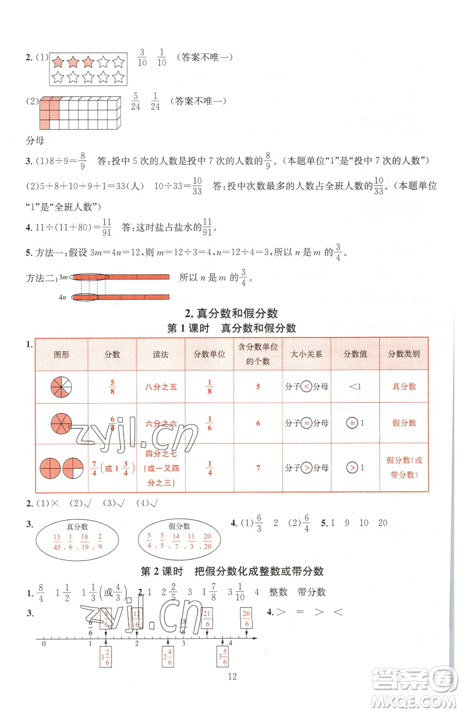 華東師范大學(xué)出版社2023華東師大版一課一練五年級(jí)下冊(cè)數(shù)學(xué)人教版A版參考答案