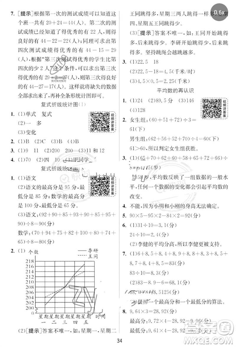 江蘇人民出版社2023實(shí)驗(yàn)班提優(yōu)訓(xùn)練五年級(jí)數(shù)學(xué)下冊(cè)北師大版參考答案