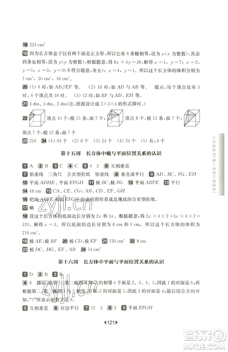 華東師范大學(xué)出版社2023華東師大版一課一練六年級(jí)下冊數(shù)學(xué)滬教版增強(qiáng)版五四制參考答案