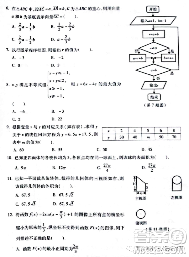 西安地區(qū)八校聯(lián)考2023屆高三數(shù)學(xué)文科試卷答案