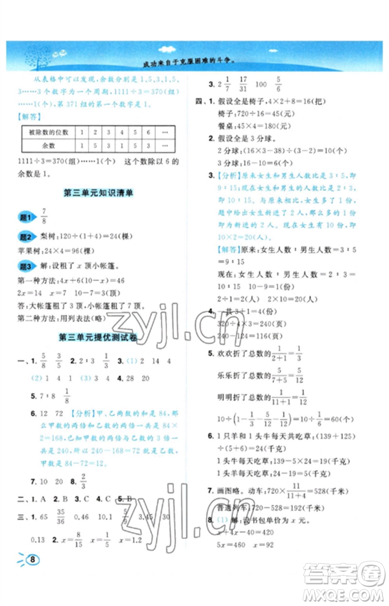 東南大學出版社2023小題狂做培優(yōu)作業(yè)本六年級數(shù)學下冊蘇教版參考答案