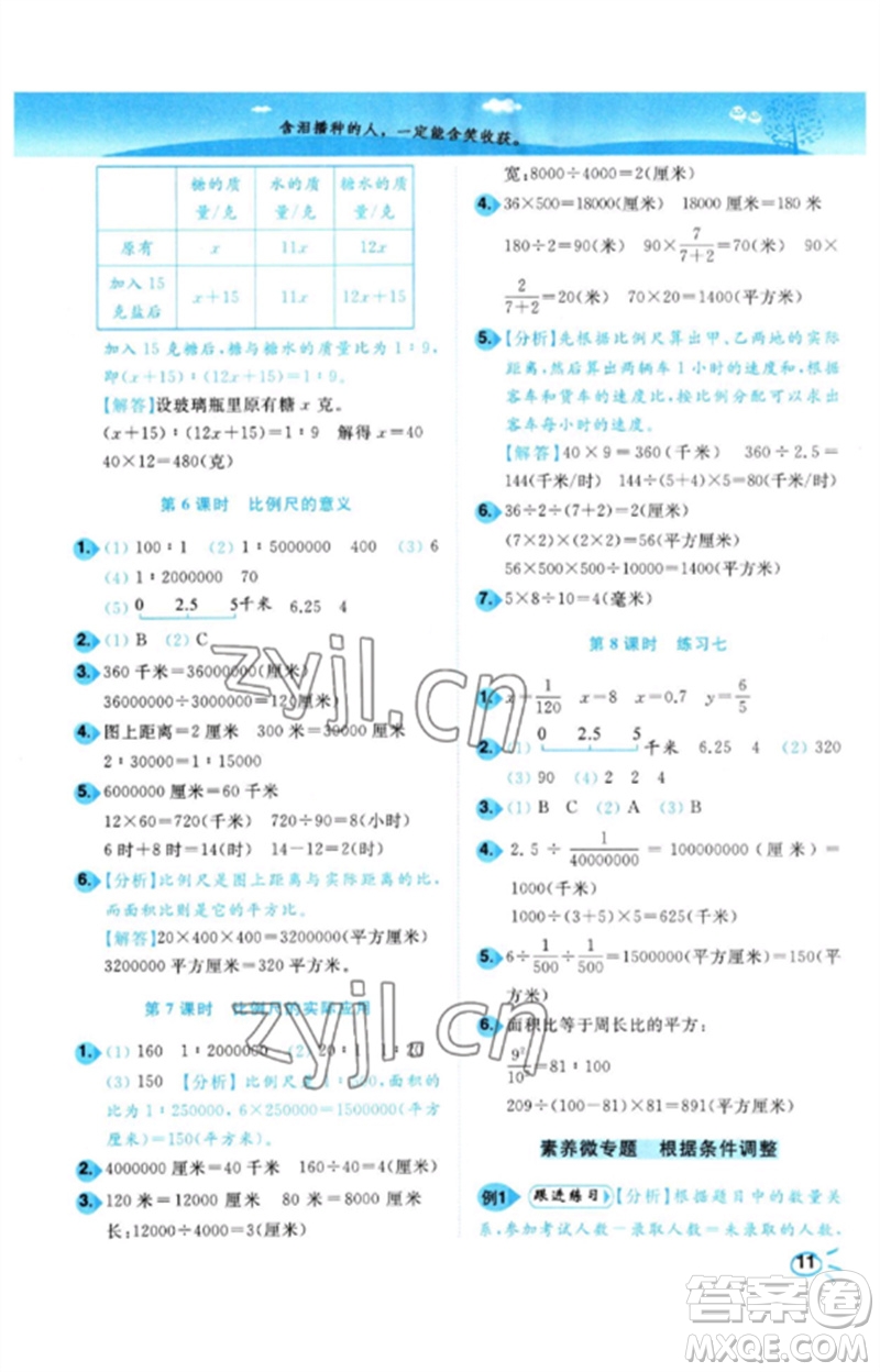 東南大學出版社2023小題狂做培優(yōu)作業(yè)本六年級數(shù)學下冊蘇教版參考答案