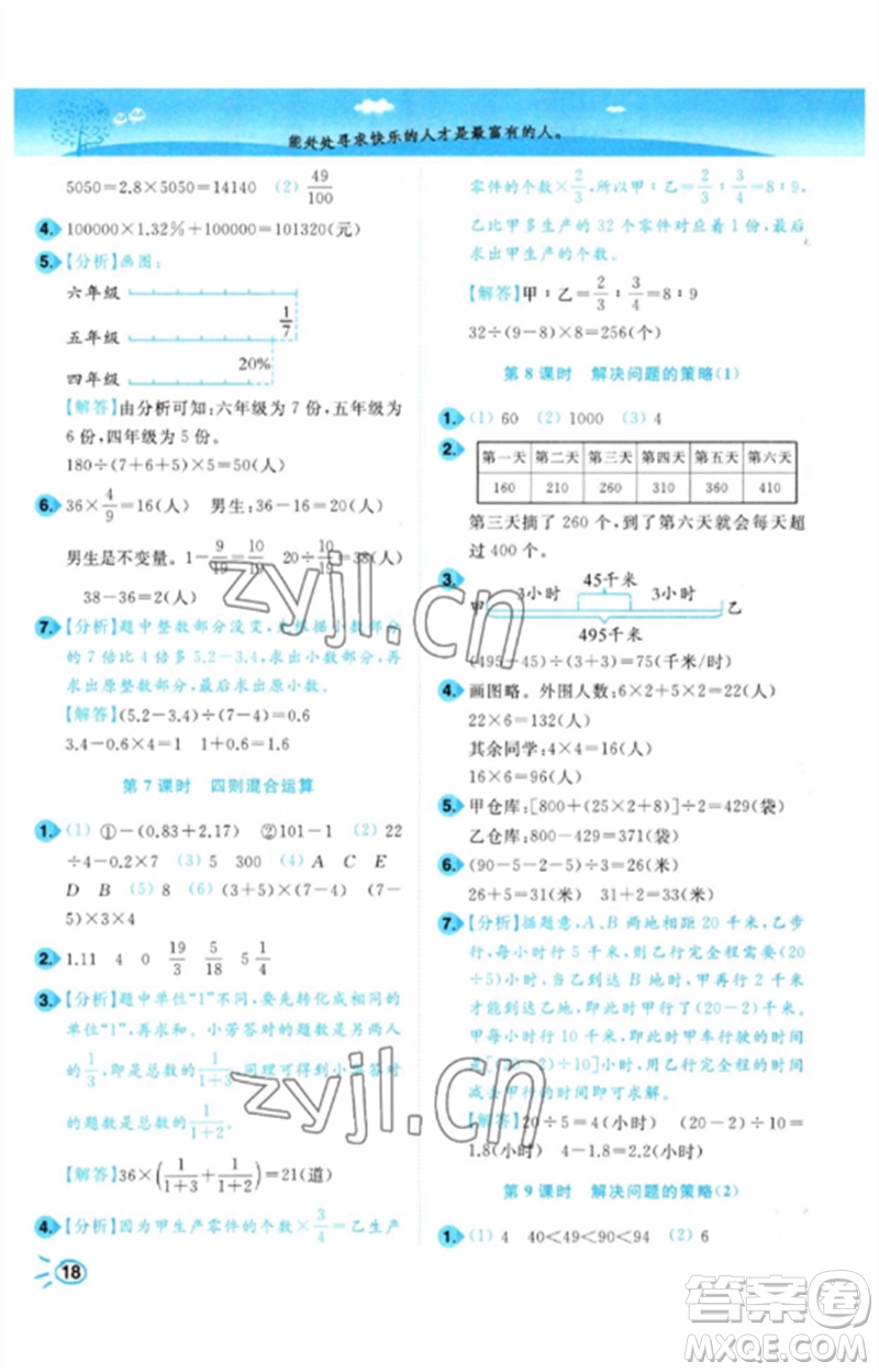 東南大學出版社2023小題狂做培優(yōu)作業(yè)本六年級數(shù)學下冊蘇教版參考答案