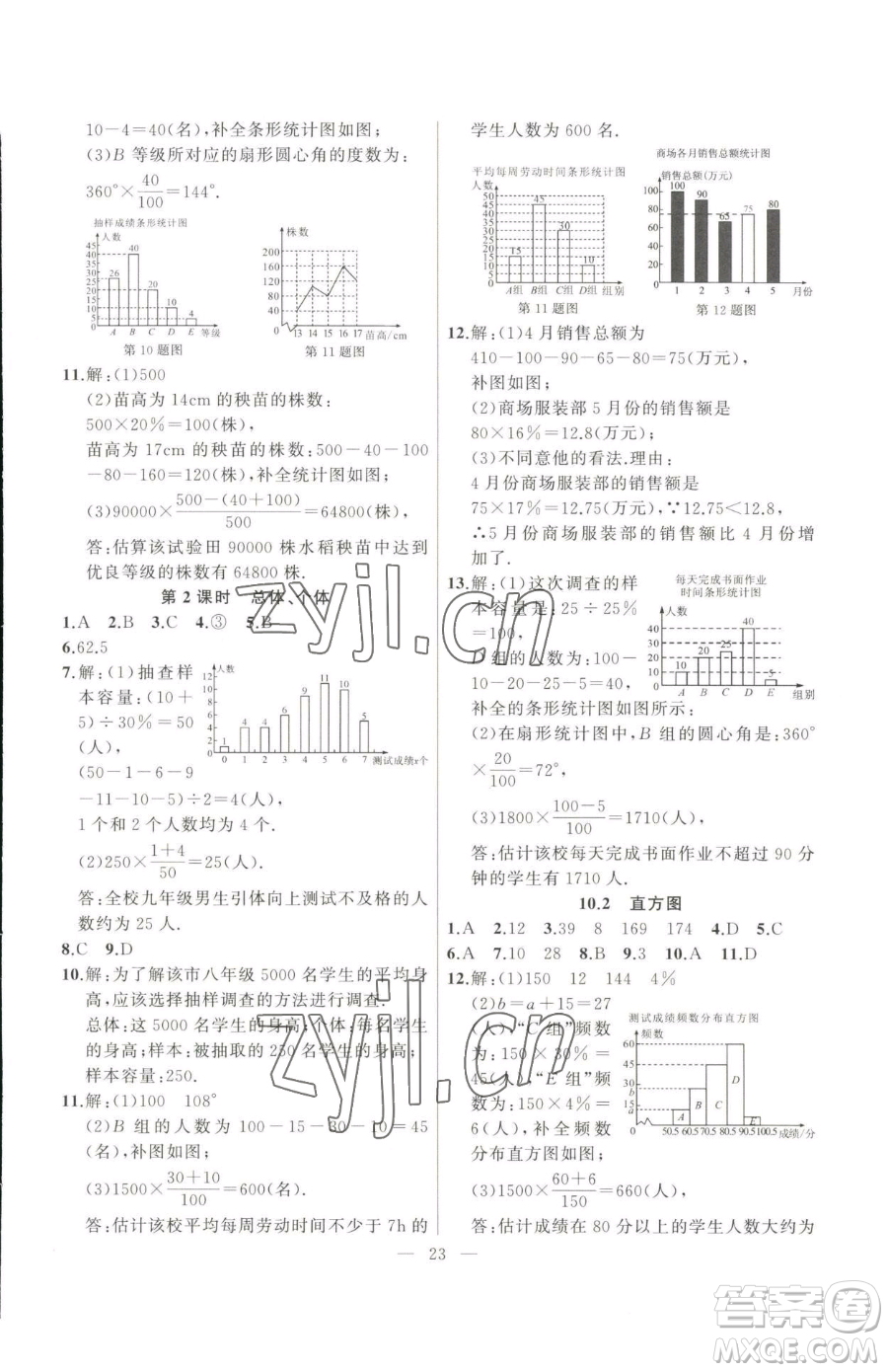 延邊大學(xué)出版社2023高手點(diǎn)題七年級(jí)下冊(cè)數(shù)學(xué)人教版參考答案