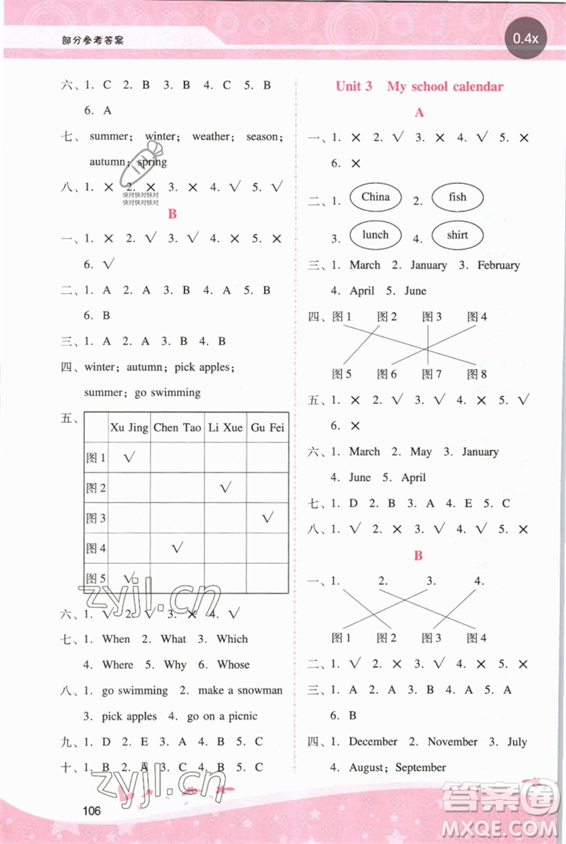 廣西師范大學出版社2023新課程學習輔導五年級英語下冊人教PEP版參考答案