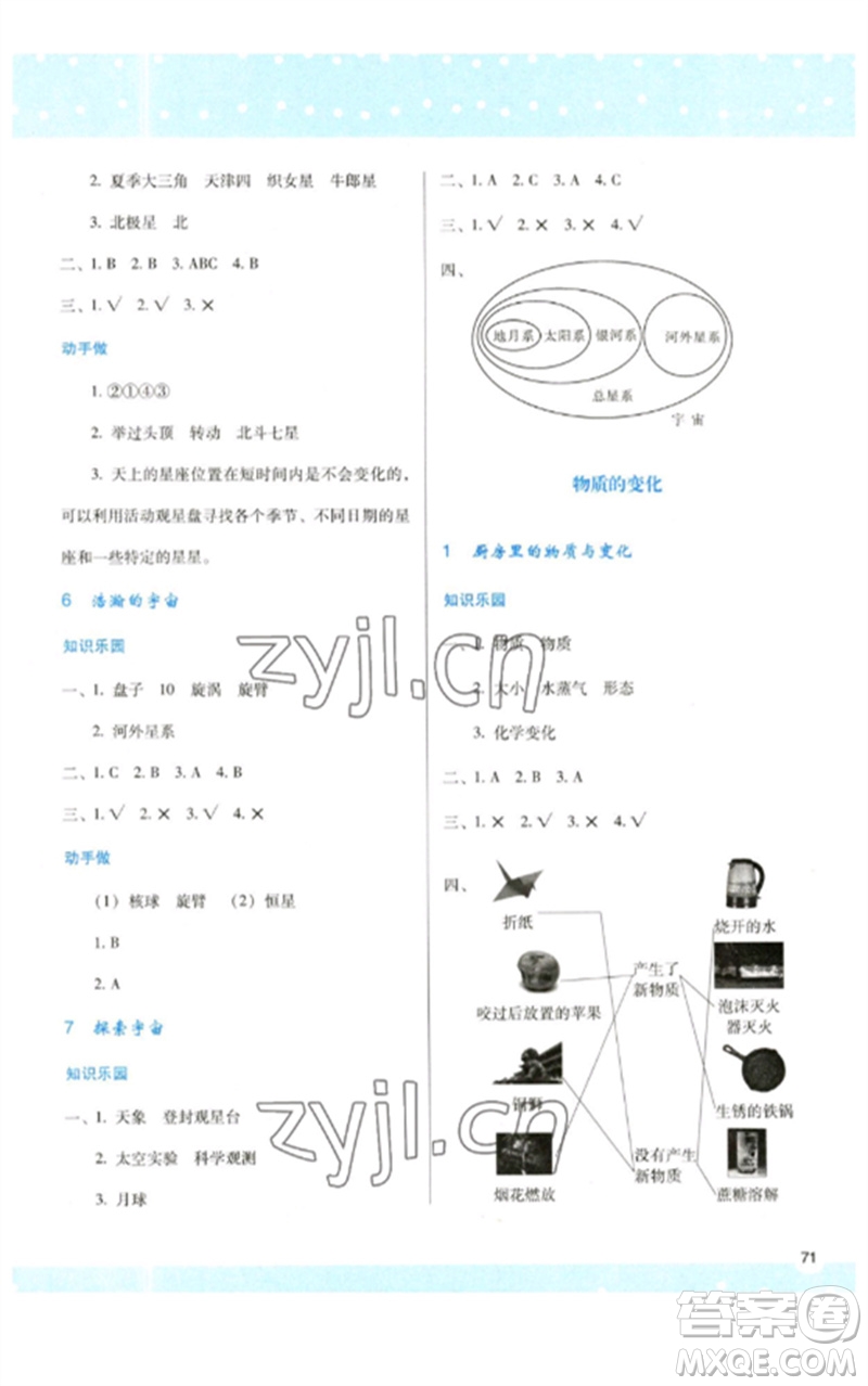 陜西人民教育出版社2023新課程學(xué)習(xí)與評(píng)價(jià)六年級(jí)科學(xué)下冊科教版參考答案