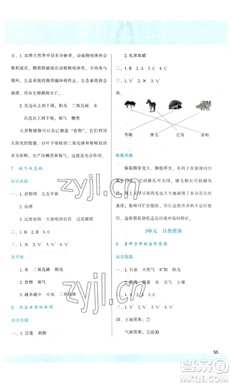 陜西人民教育出版社2023新課程學(xué)習(xí)與評(píng)價(jià)六年級(jí)科學(xué)下冊(cè)蘇教版參考答案