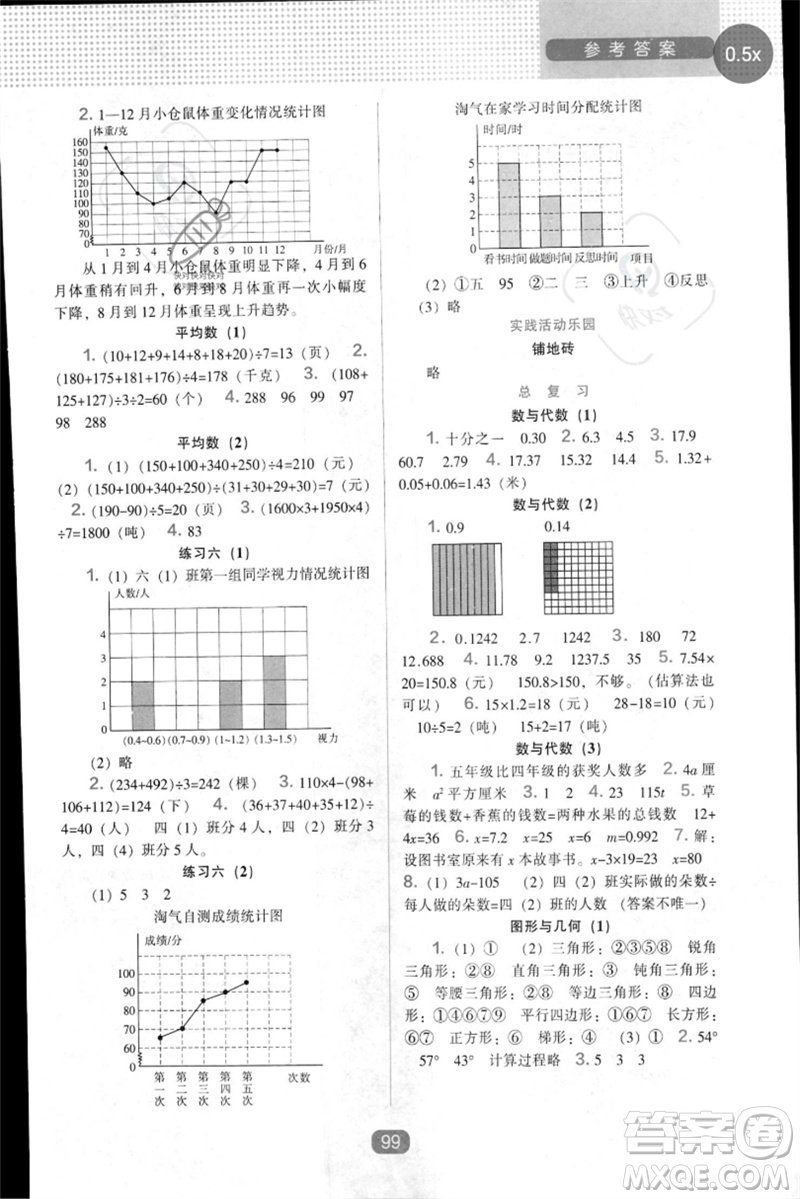 遼海出版社2023新課程能力培養(yǎng)四年級數(shù)學下冊北師大版參考答案