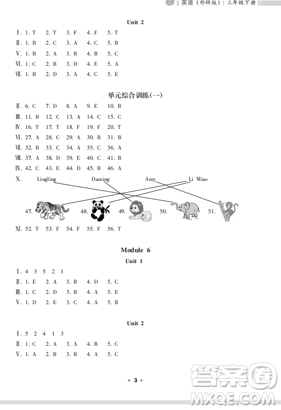 海南出版社2023新課程課堂同步練習(xí)冊三年級下冊英語外研版參考答案