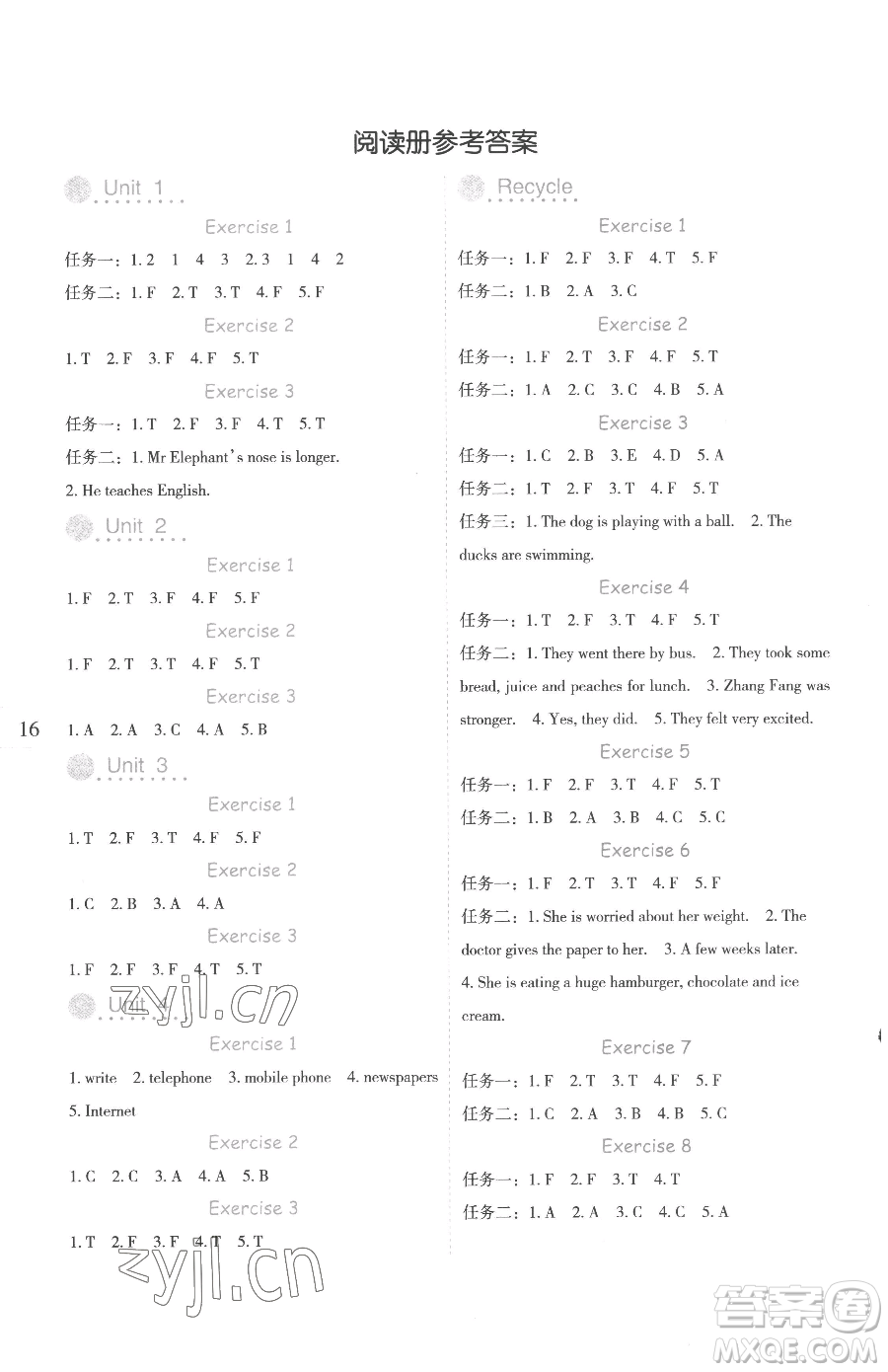 延邊人民出版社2023優(yōu)秀生作業(yè)本六年級下冊英語人教版參考答案