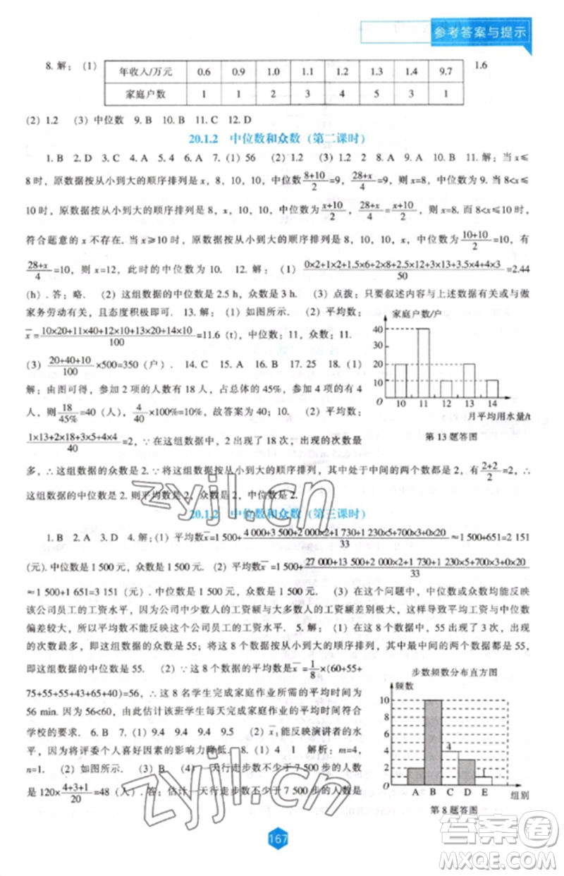 遼海出版社2023新課程數(shù)學(xué)能力培養(yǎng)八年級下冊人教版參考答案