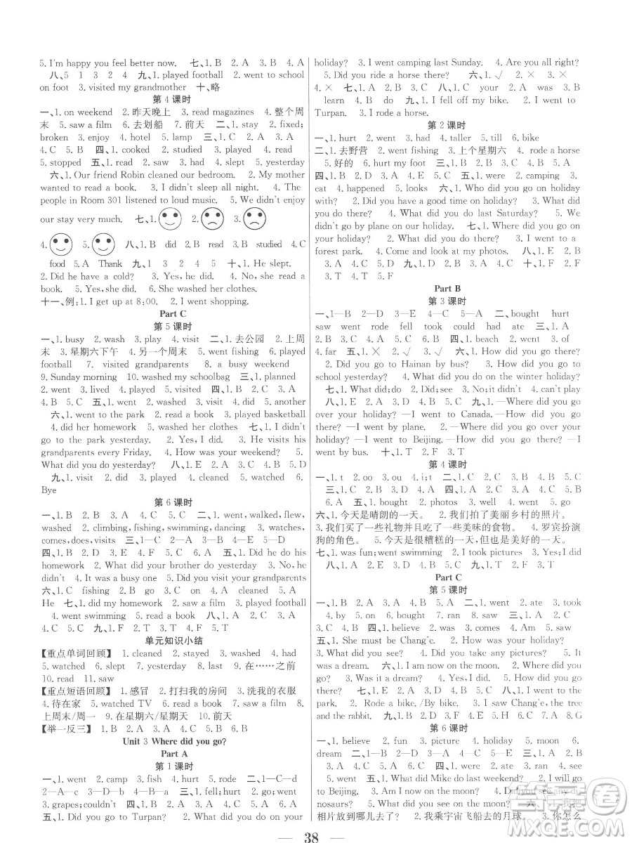 合肥工業(yè)大學(xué)出版社2023贏在課堂課時(shí)作業(yè)六年級下冊英語人教版參考答案