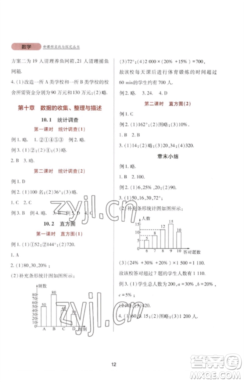 四川教育出版社2023新課程實(shí)踐與探究叢書七年級(jí)數(shù)學(xué)下冊人教版參考答案