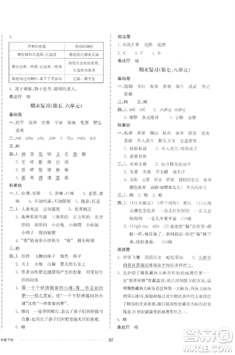 山東科學(xué)技術(shù)出版社2023同步練習(xí)冊(cè)配套單元自測(cè)卷三年級(jí)語(yǔ)文下冊(cè)人教版參考答案