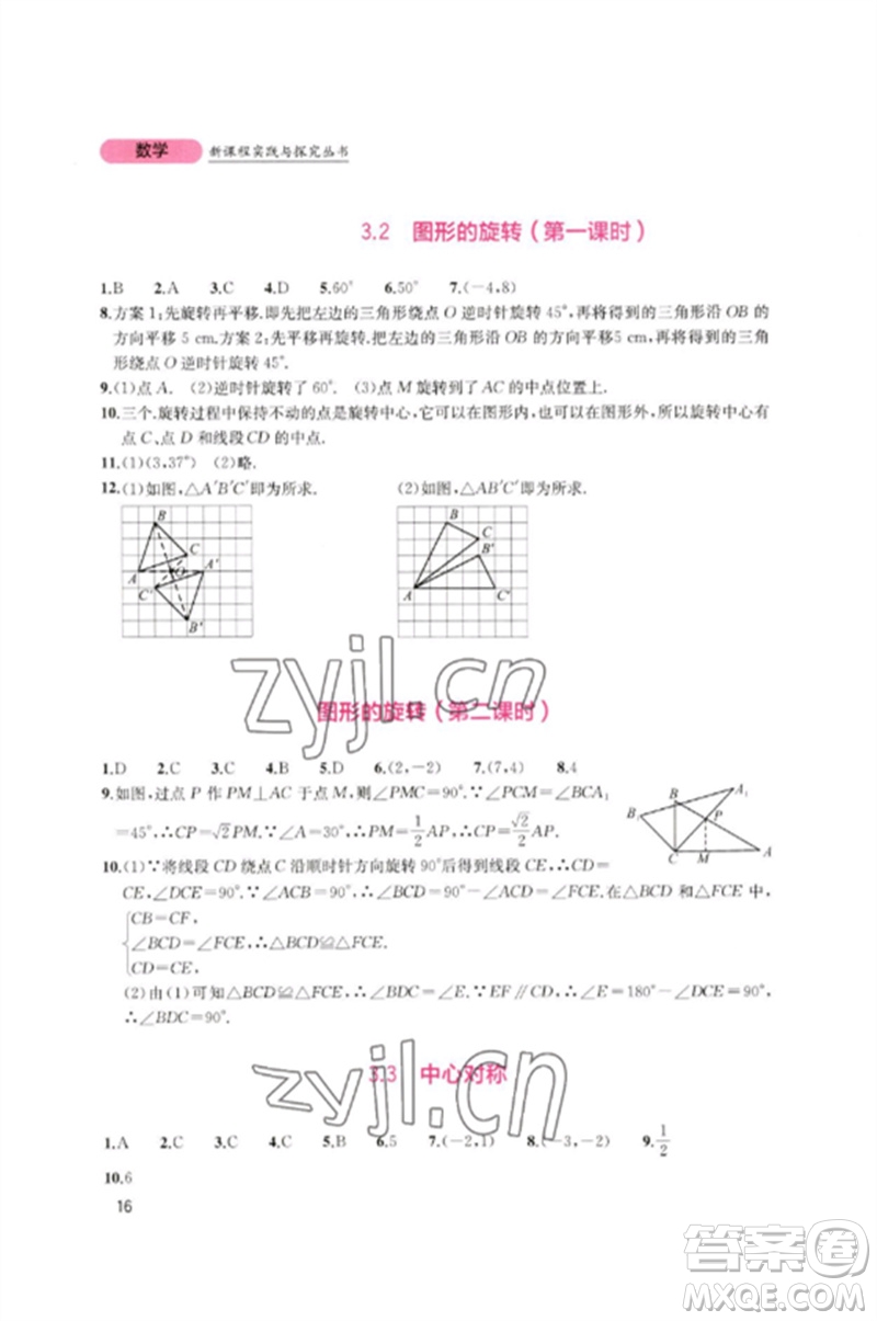 四川教育出版社2023新課程實(shí)踐與探究叢書(shū)八年級(jí)數(shù)學(xué)下冊(cè)北師大版參考答案