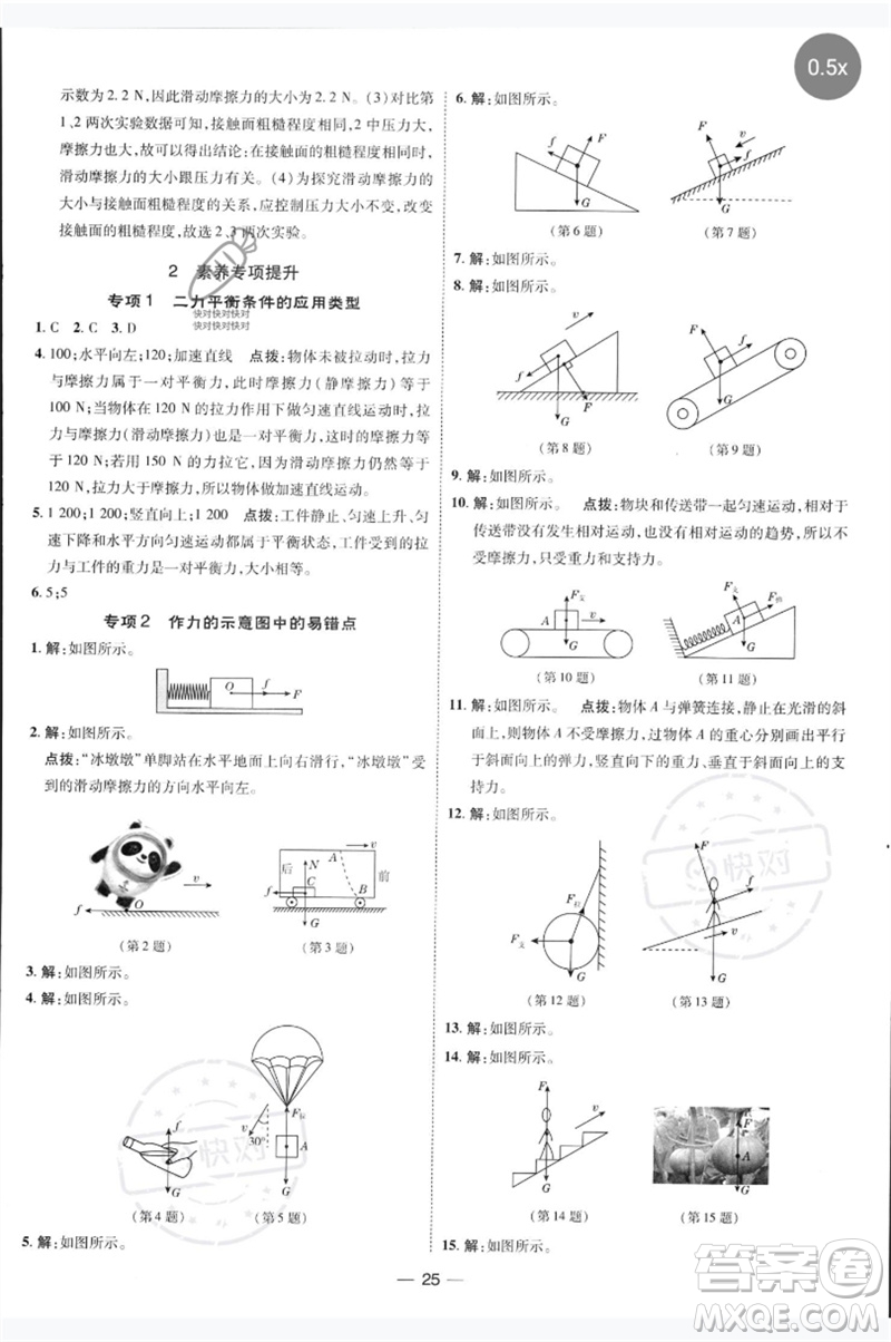 吉林教育出版社2023點撥訓(xùn)練八年級物理下冊人教版參考答案