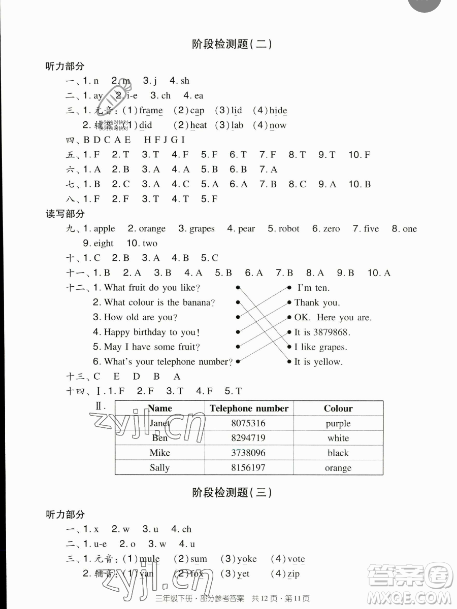 新世紀(jì)出版社2023雙基同步導(dǎo)學(xué)導(dǎo)練三年級(jí)下冊(cè)英語(yǔ)教科版廣州專版參考答案