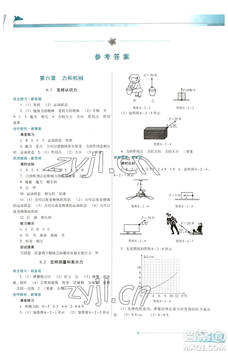 廣東教育出版社2023南方新課堂金牌學案八年級下冊物理滬粵版參考答案