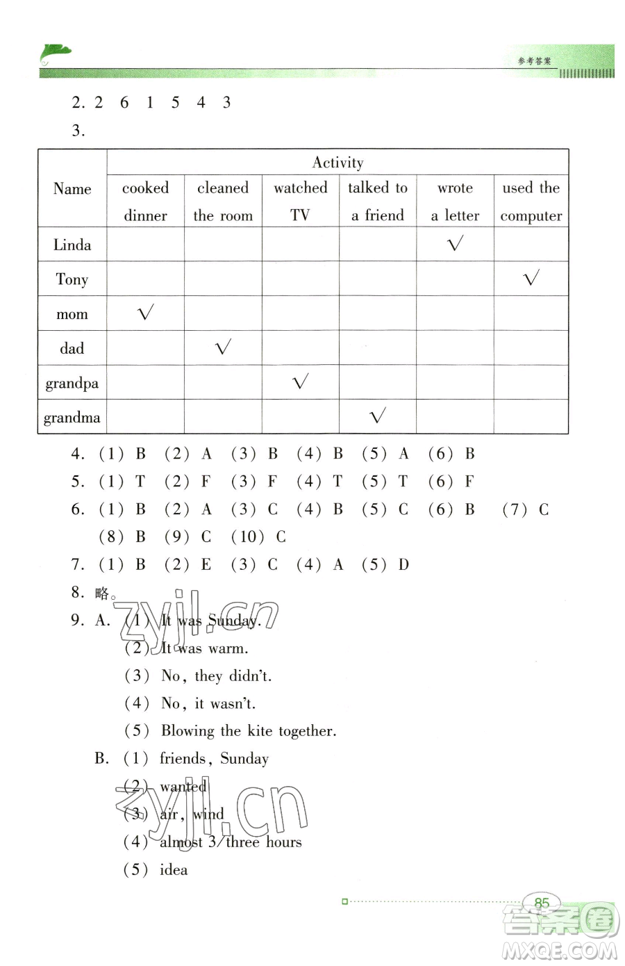 廣東教育出版社2023南方新課堂金牌學(xué)案六年級下冊英語粵教人民版參考答案