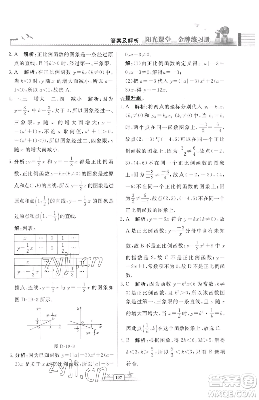 人民教育出版社2023陽光課堂金牌練習(xí)冊(cè)八年級(jí)下冊(cè)數(shù)學(xué)人教版福建專版參考答案