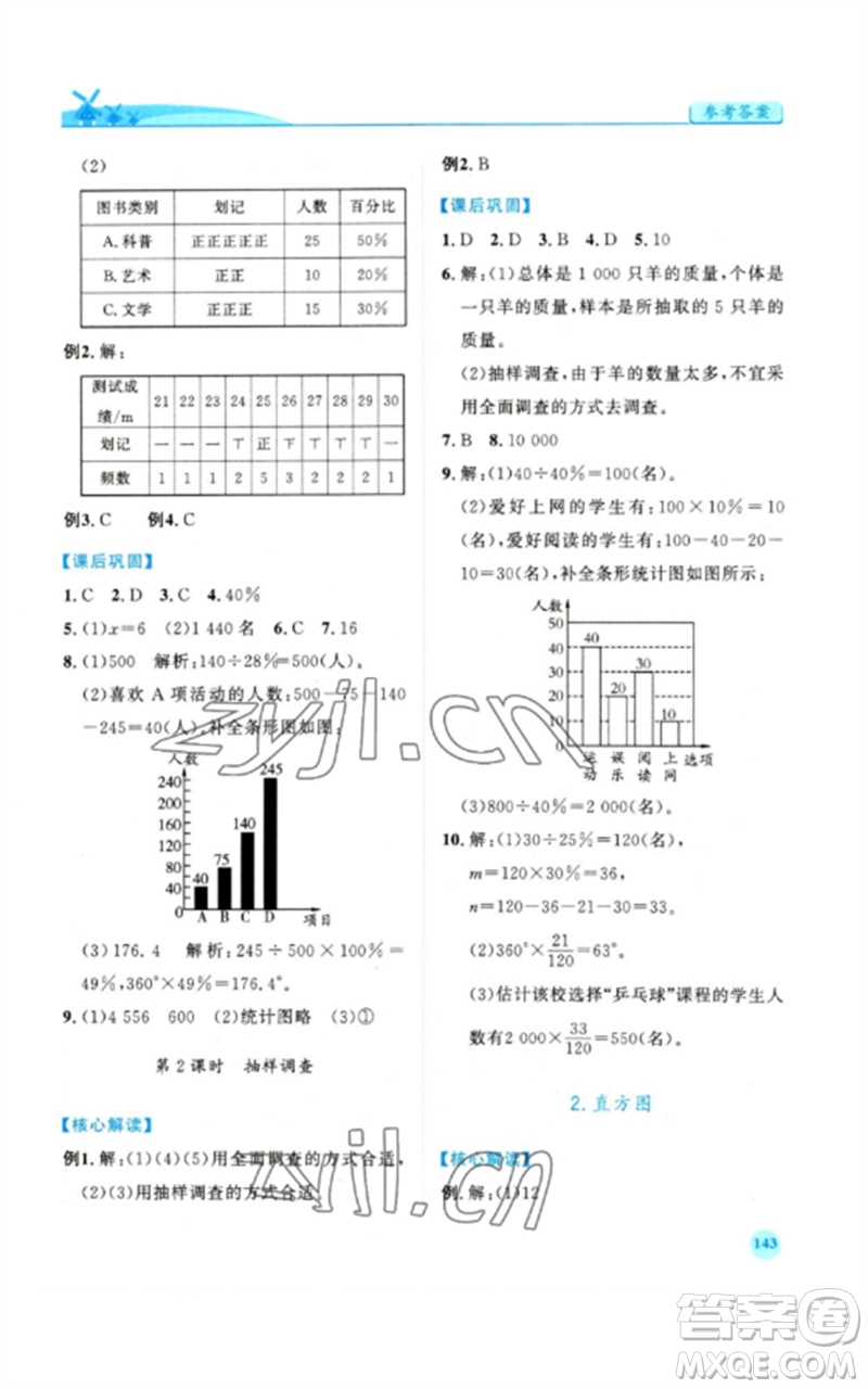 人民教育出版社2023績優(yōu)學(xué)案七年級(jí)數(shù)學(xué)下冊人教版參考答案