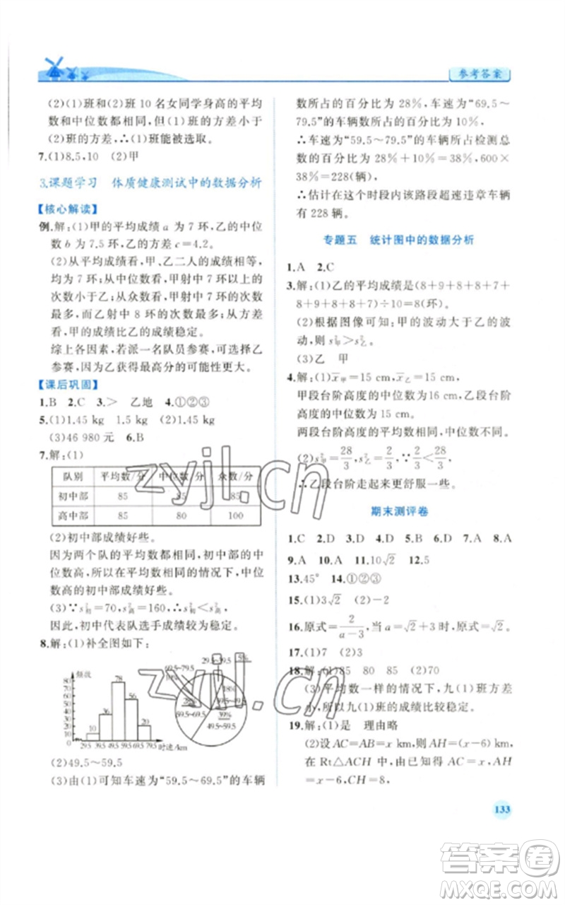 人民教育出版社2023績優(yōu)學案八年級數(shù)學下冊人教版參考答案