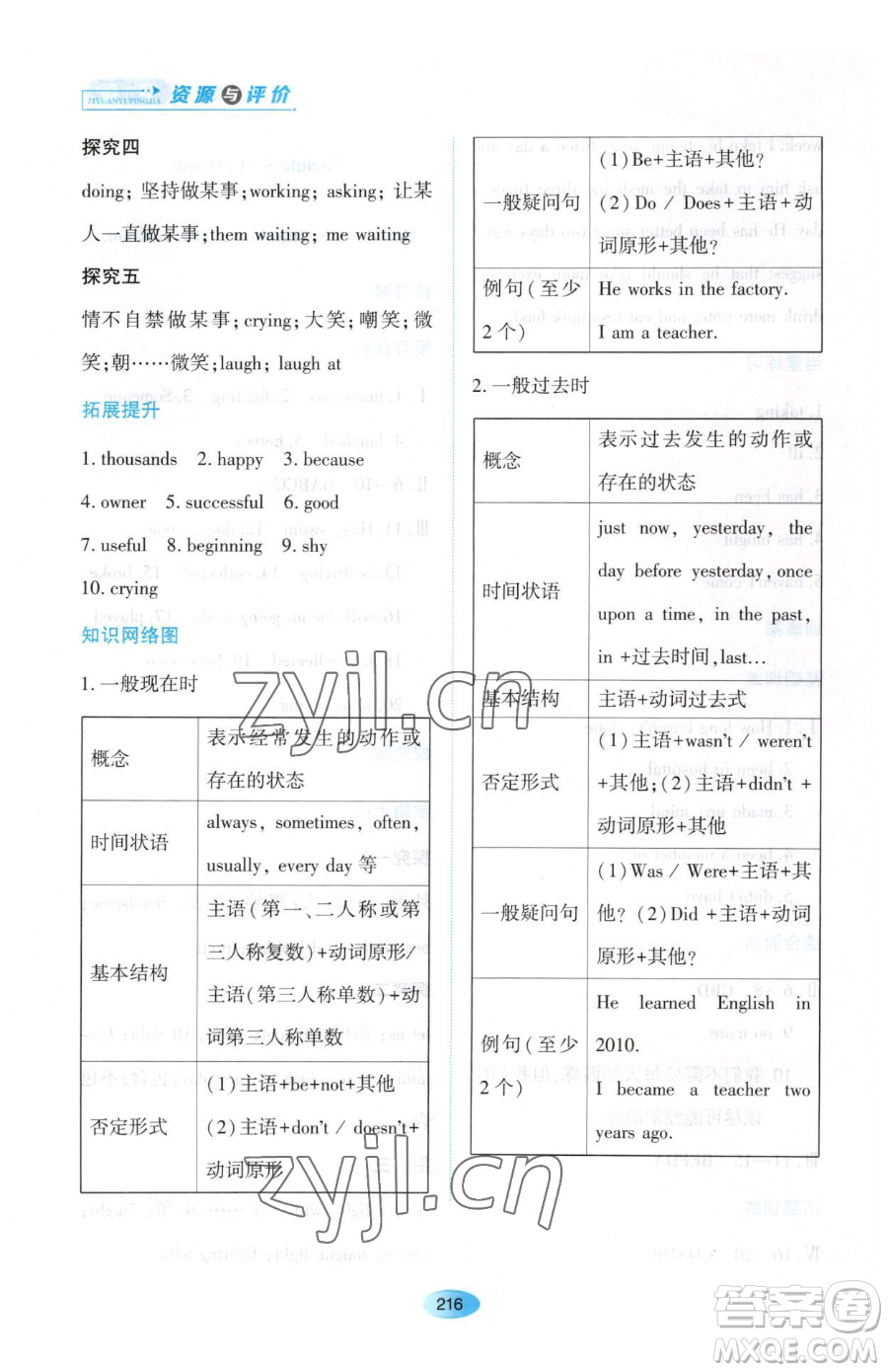 黑龍江教育出版社2023資源與評價八年級下冊英語外研版參考答案