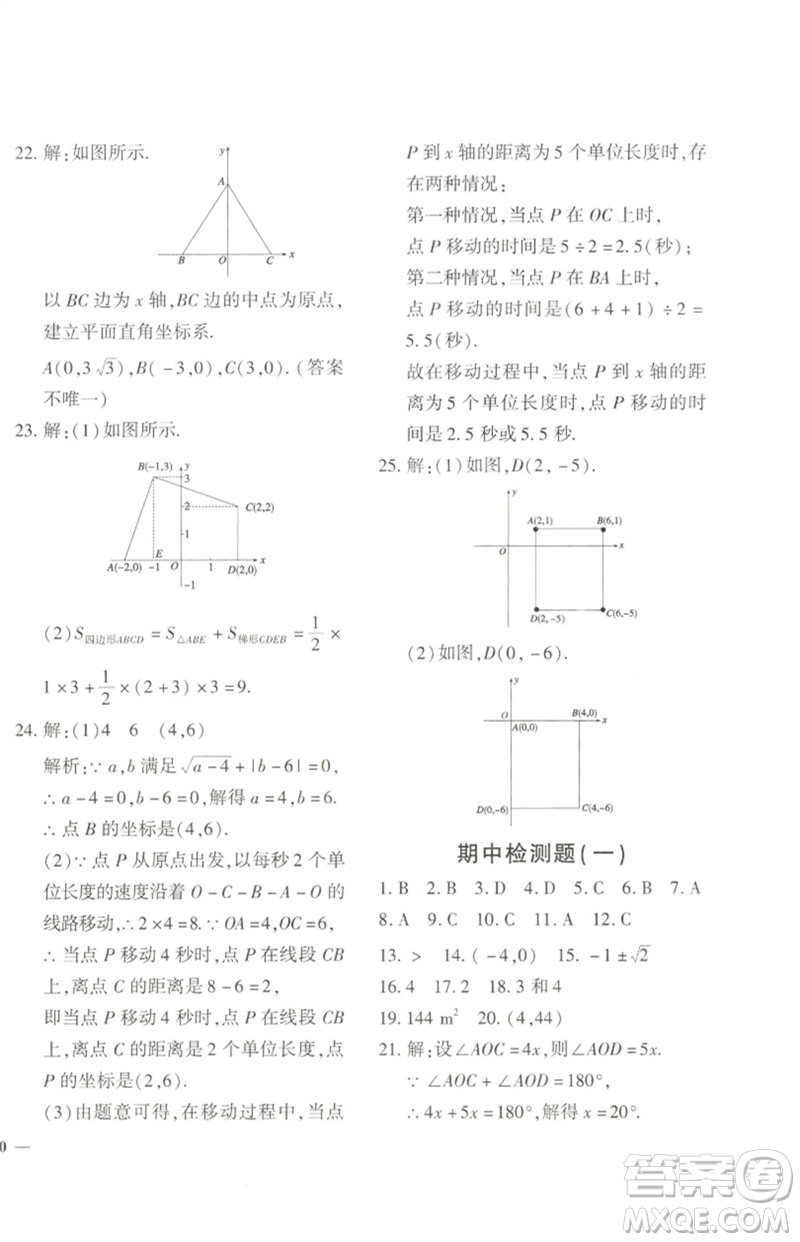 濟(jì)南出版社2023黃岡360度定制密卷七年級數(shù)學(xué)下冊人教版參考答案