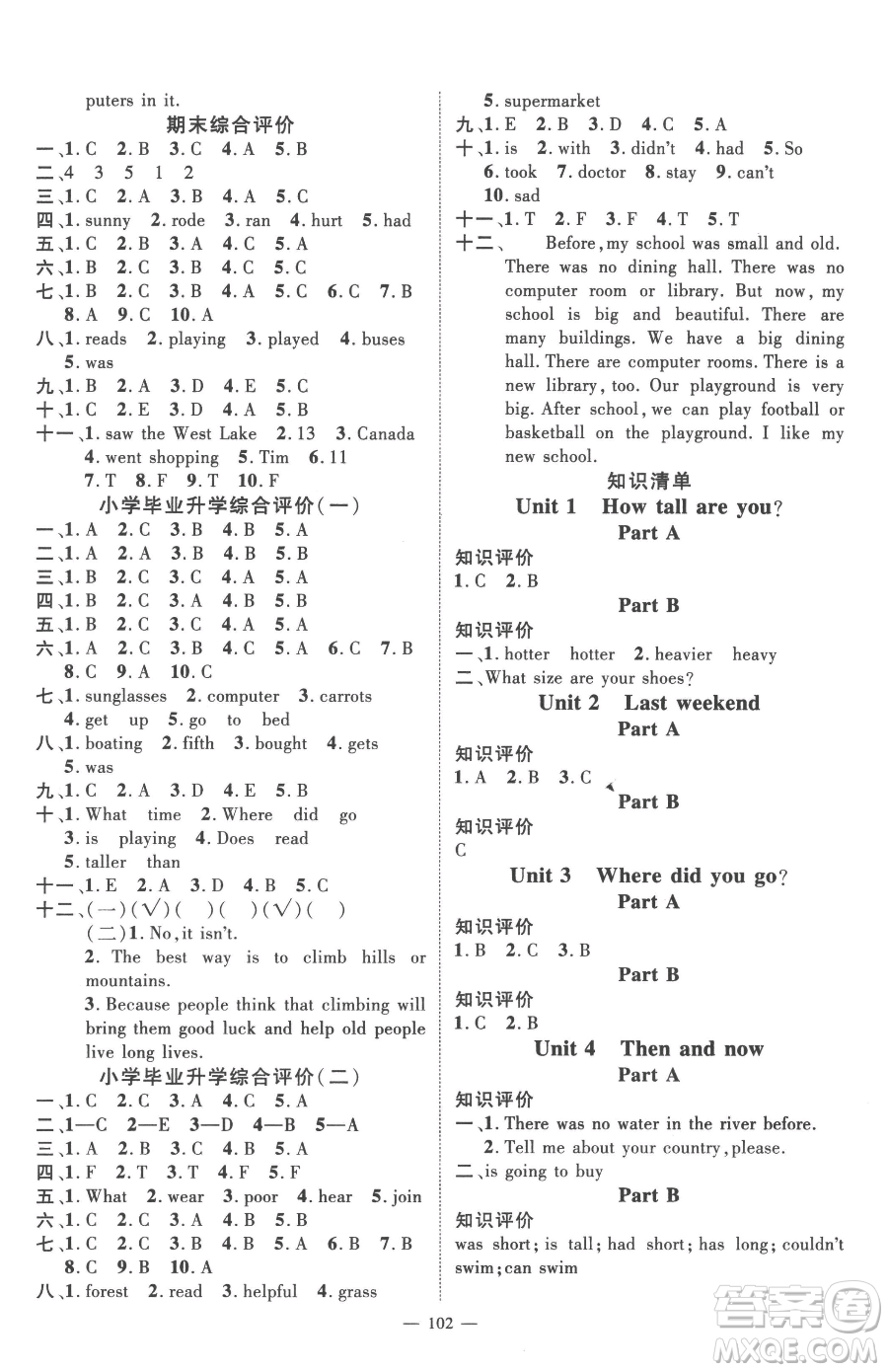 江西教育出版社2023名師測(cè)控六年級(jí)下冊(cè)英語(yǔ)人教版參考答案