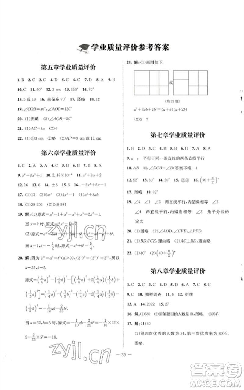 北京師范大學出版社2023初中同步練習冊六年級數(shù)學下冊魯教版五四制參考答案