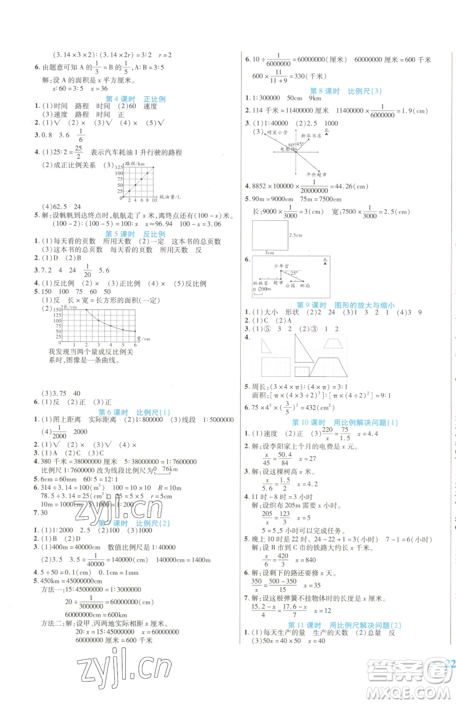 陽光出版社2023激活思維智能訓練六年級下冊數(shù)學人教版參考答案