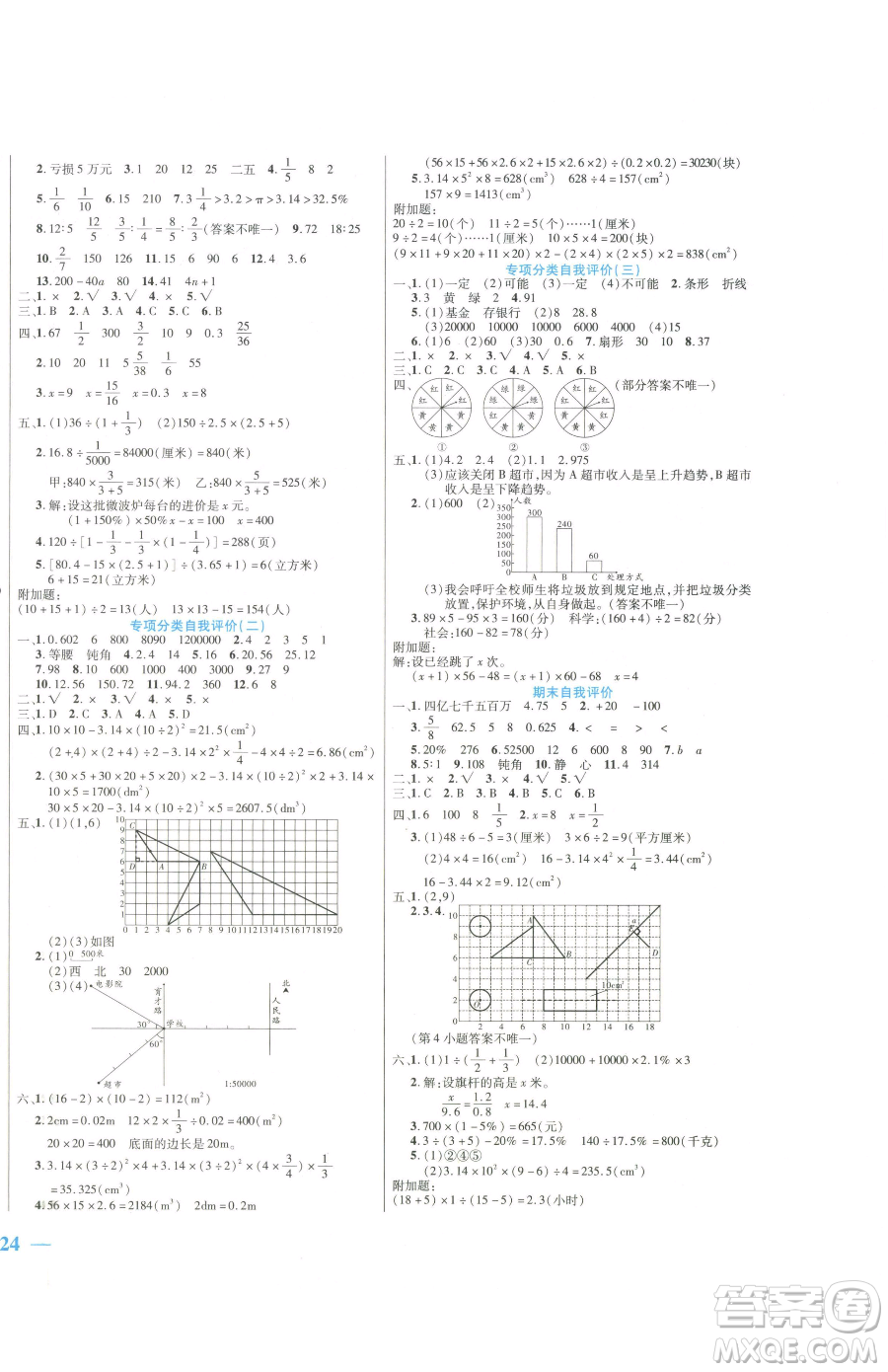 陽光出版社2023激活思維智能訓練六年級下冊數(shù)學人教版參考答案