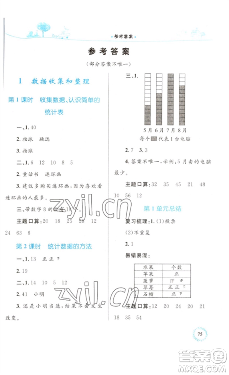 內(nèi)蒙古教育出版社2023小學(xué)同步學(xué)習(xí)目標(biāo)與檢測(cè)二年級(jí)數(shù)學(xué)下冊(cè)人教版參考答案