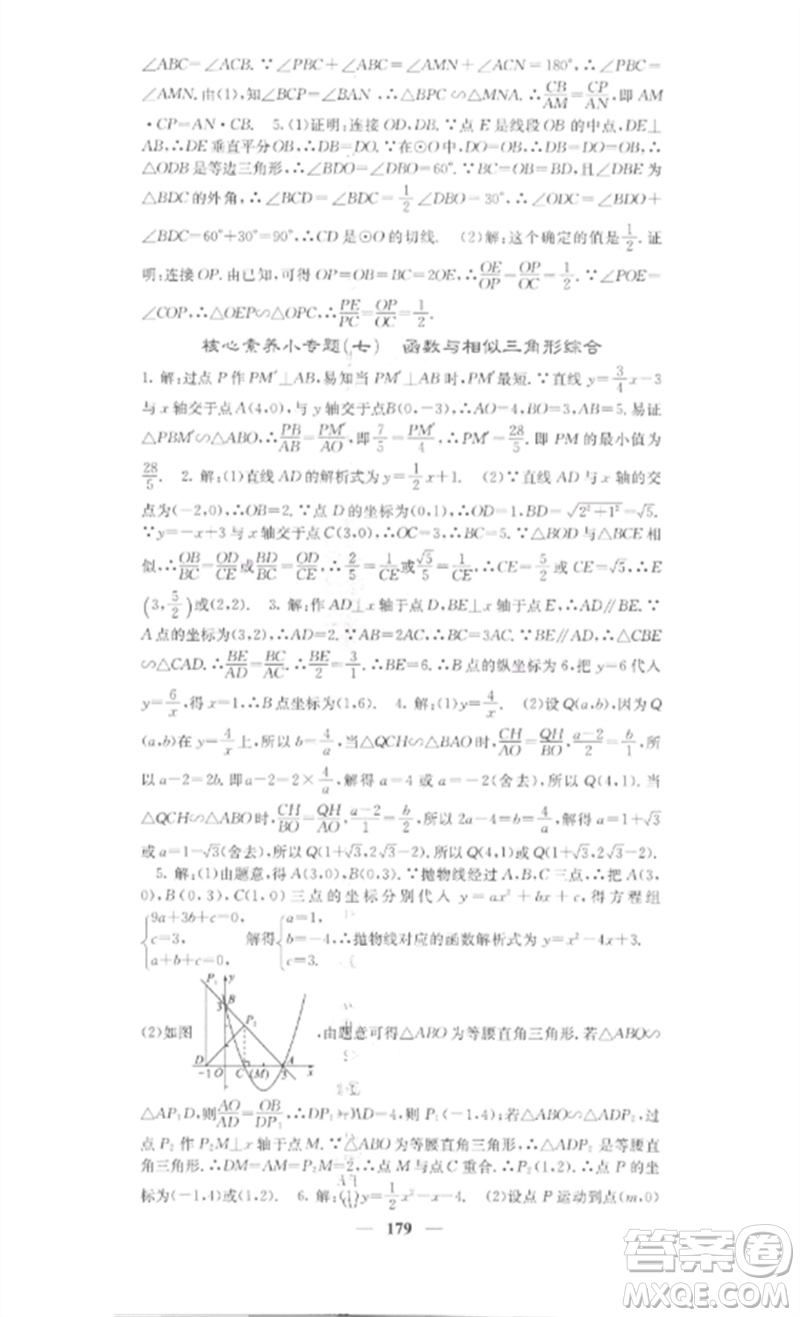 四川大學(xué)出版社2023課堂點睛九年級數(shù)學(xué)下冊人教版安徽專版參考答案