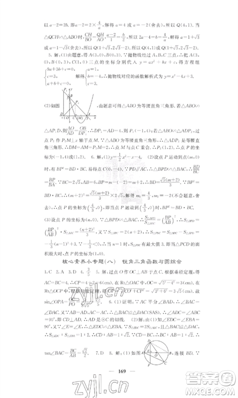 四川大學(xué)出版社2023課堂點(diǎn)睛九年級(jí)數(shù)學(xué)下冊(cè)人教版參考答案