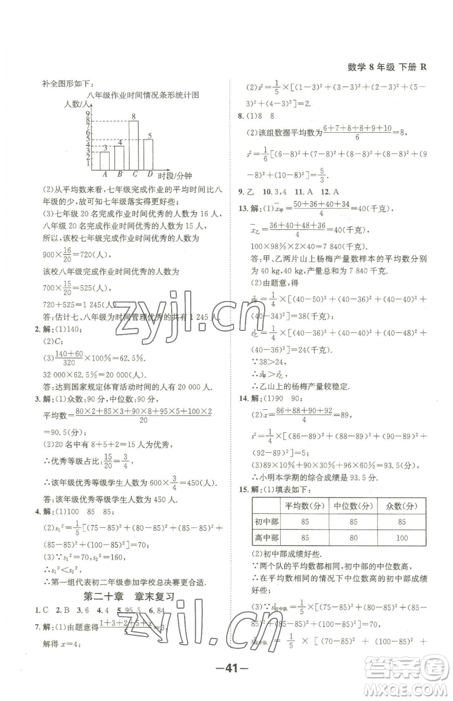 延邊大學(xué)出版社2023全程突破八年級(jí)下冊(cè)數(shù)學(xué)人教版參考答案