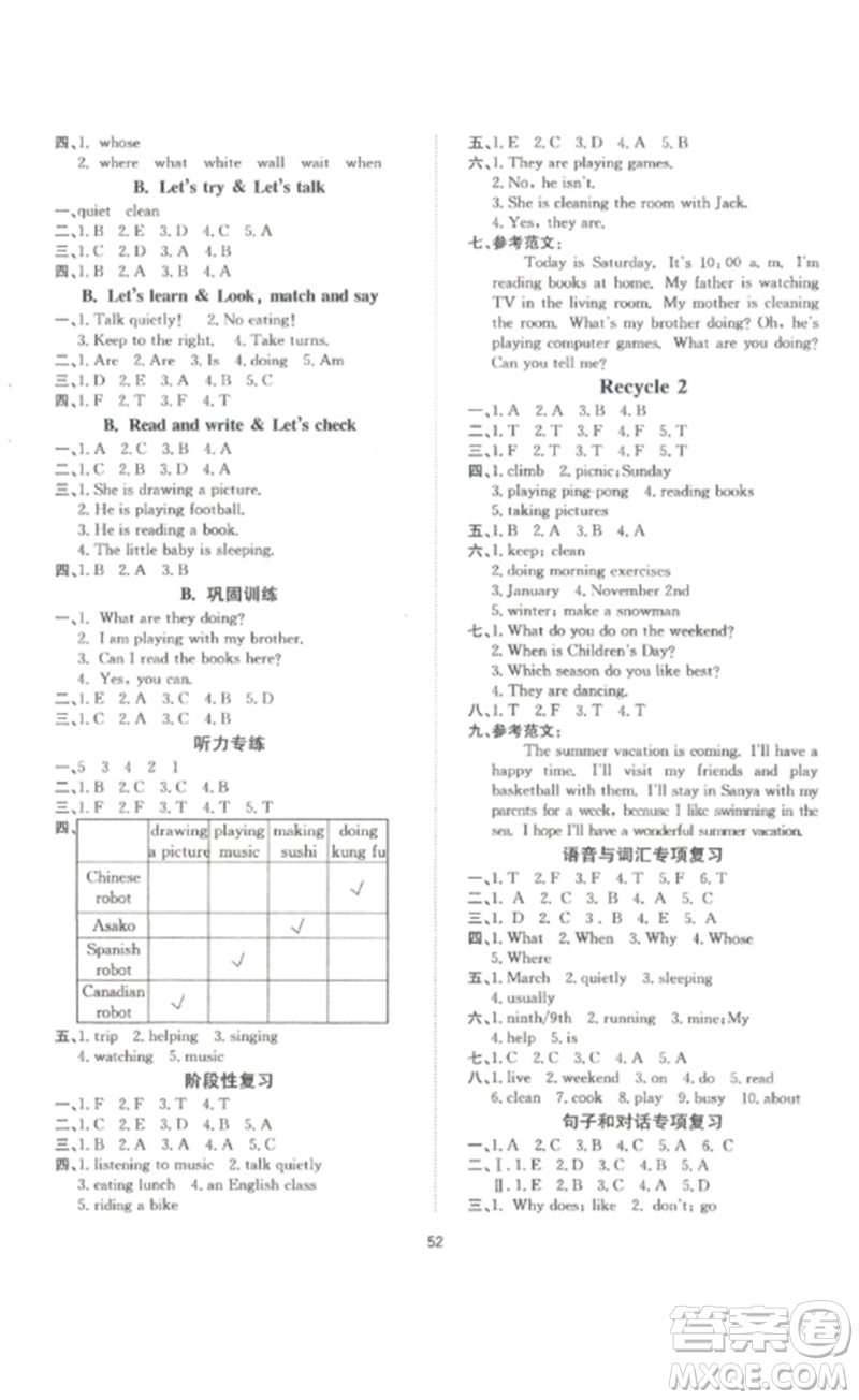 延邊教育出版社2023高分突破創(chuàng)優(yōu)100五年級(jí)英語(yǔ)下冊(cè)人教PEP版參考答案