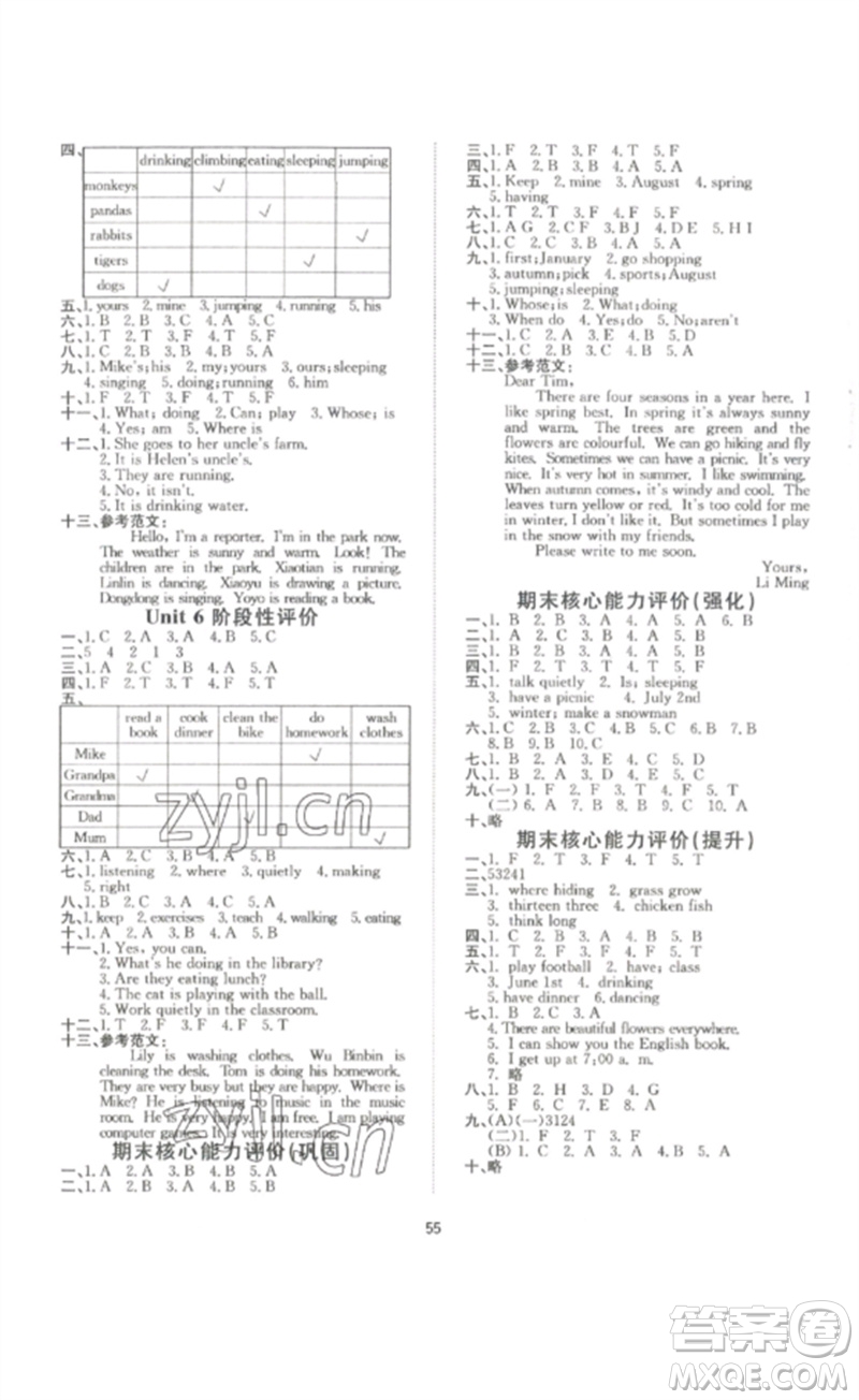 延邊教育出版社2023高分突破創(chuàng)優(yōu)100五年級(jí)英語(yǔ)下冊(cè)人教PEP版參考答案