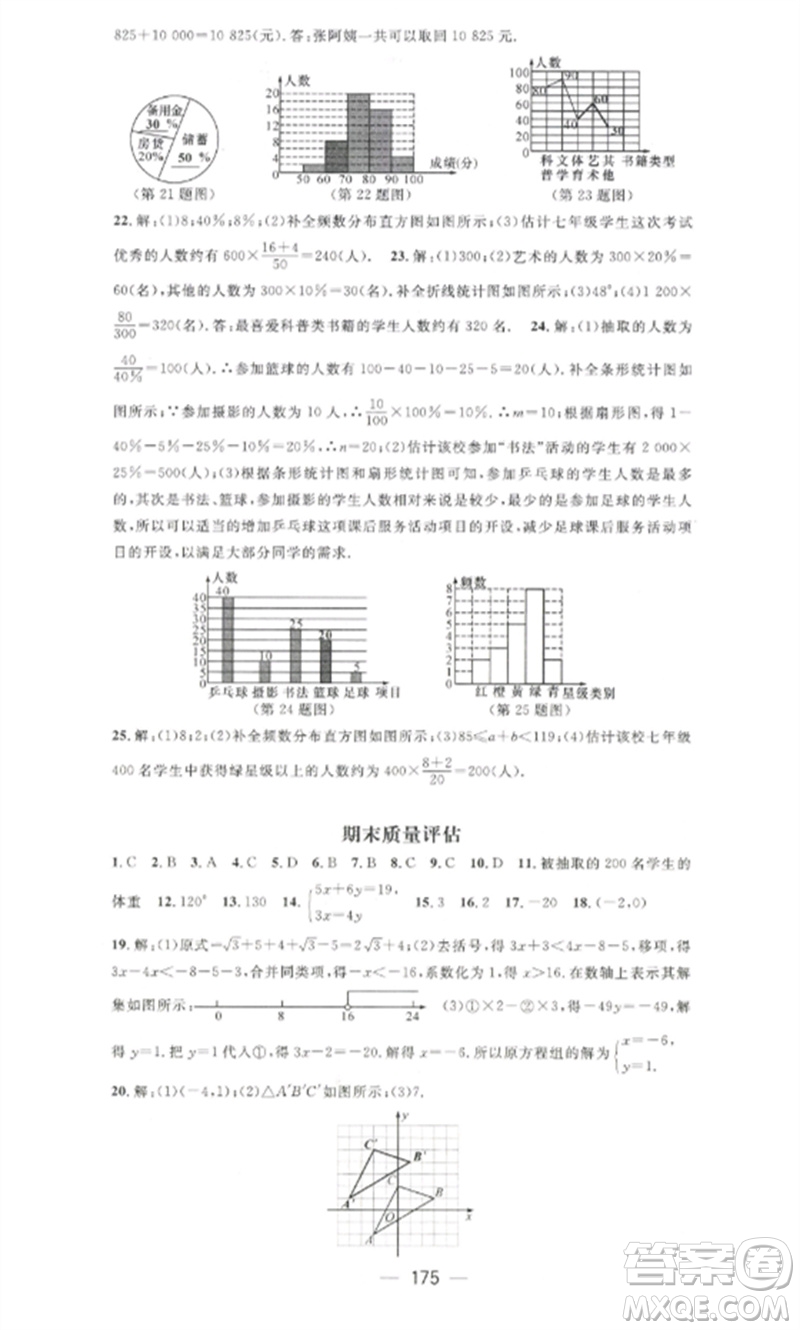 江西教育出版社2023精英新課堂三點(diǎn)分層作業(yè)七年級(jí)數(shù)學(xué)下冊(cè)人教版參考答案