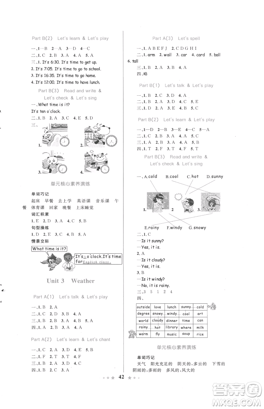 知識(shí)出版社2023小學(xué)同步測(cè)控全優(yōu)設(shè)計(jì)超人天天練四年級(jí)下冊(cè)英語人教版參考答案