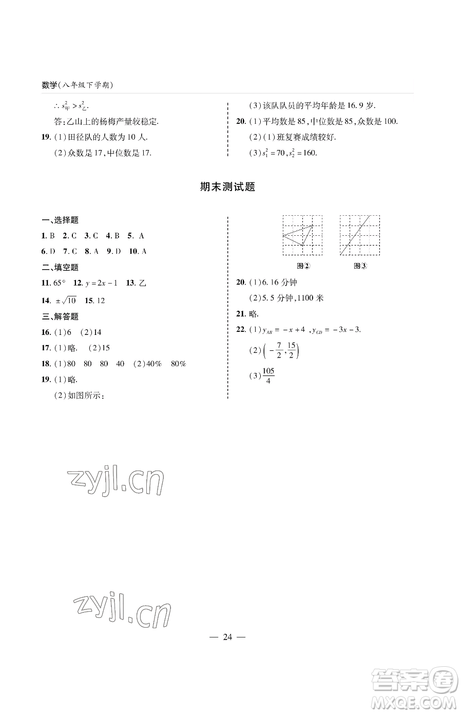 青島出版社2023新課堂同步學(xué)習(xí)與探究八年級下冊數(shù)學(xué)人教版金鄉(xiāng)專版參考答案