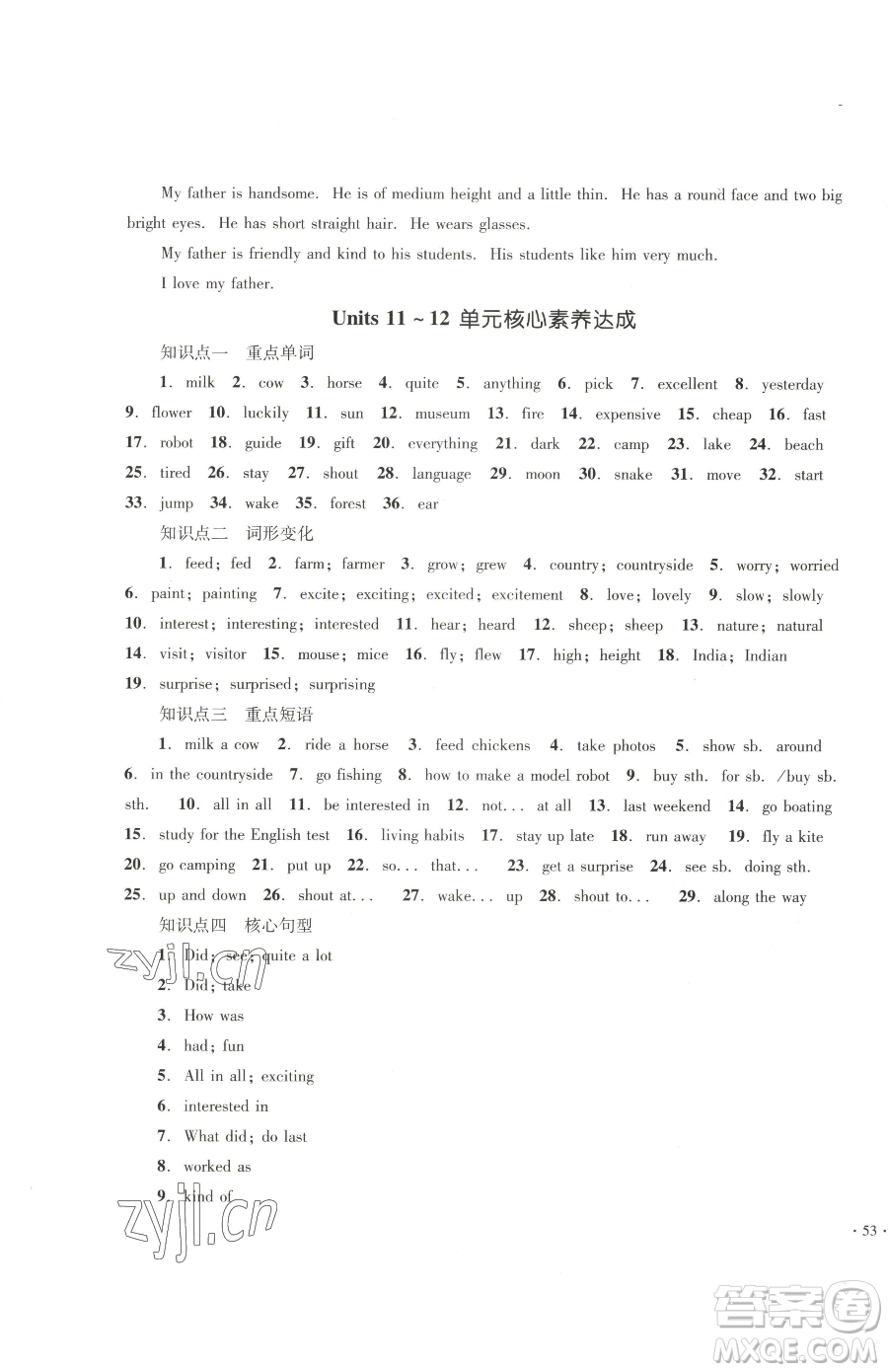 湖南教育出版社2023學(xué)科素養(yǎng)與能力提升七年級(jí)下冊(cè)英語(yǔ)人教版參考答案