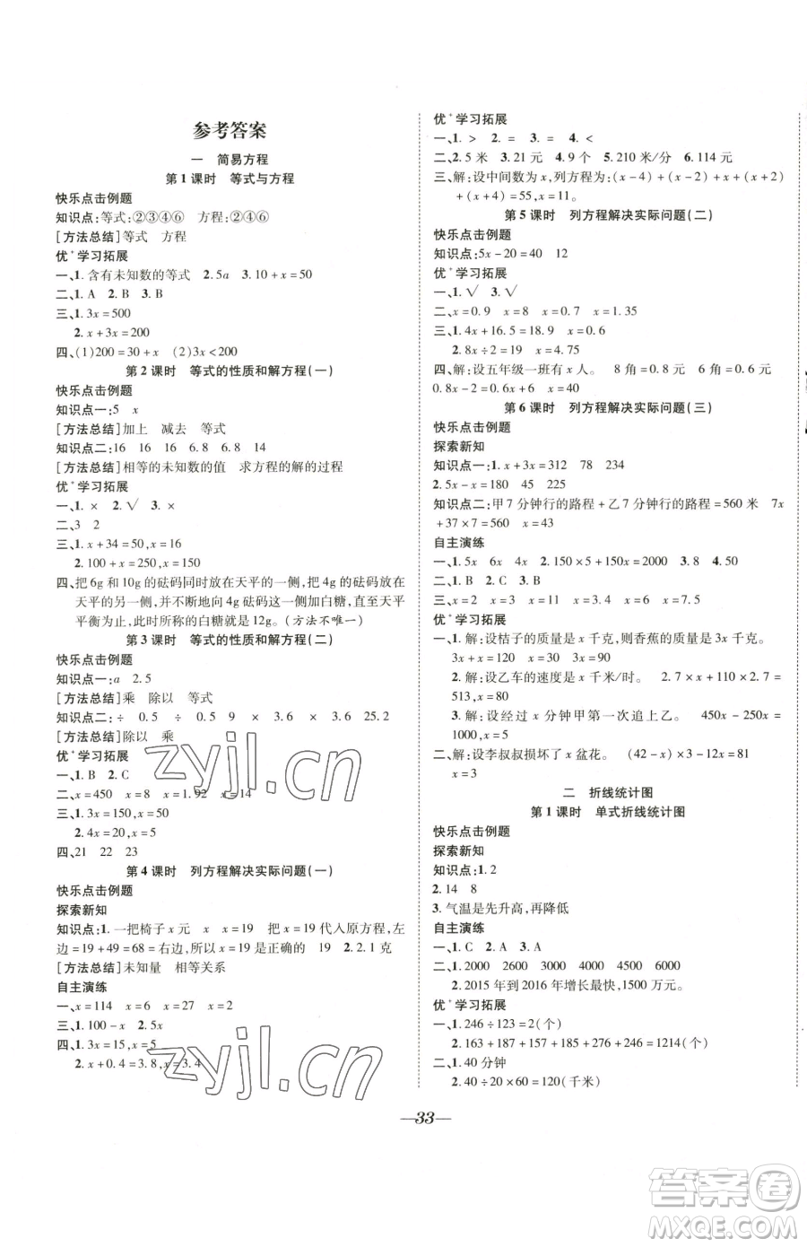 合肥工業(yè)大學(xué)出版社2023快樂學(xué)習(xí)隨堂練五年級下冊數(shù)學(xué)蘇教版參考答案