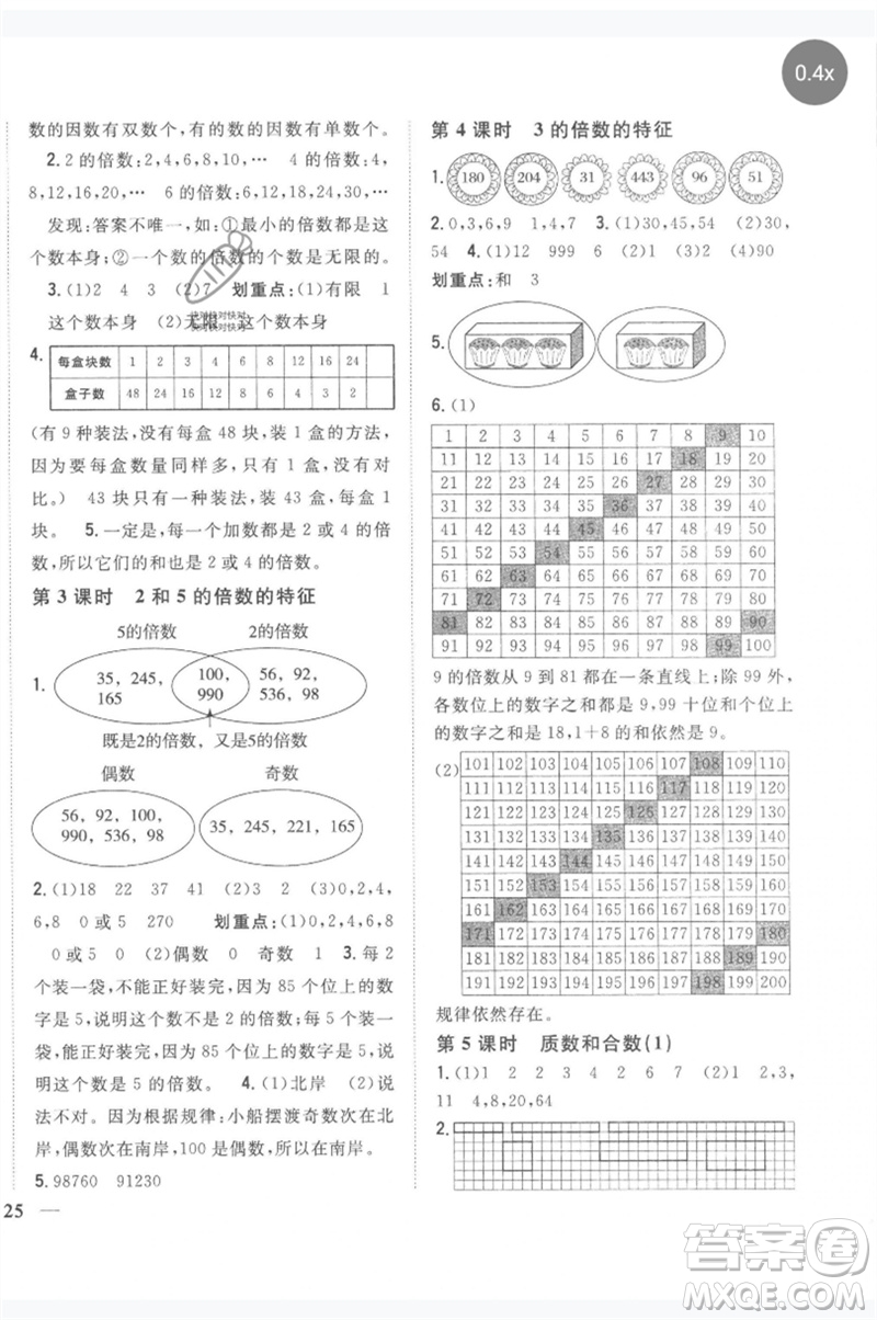 吉林人民出版社2023全科王同步課時(shí)練習(xí)五年級(jí)數(shù)學(xué)下冊(cè)人教版參考答案