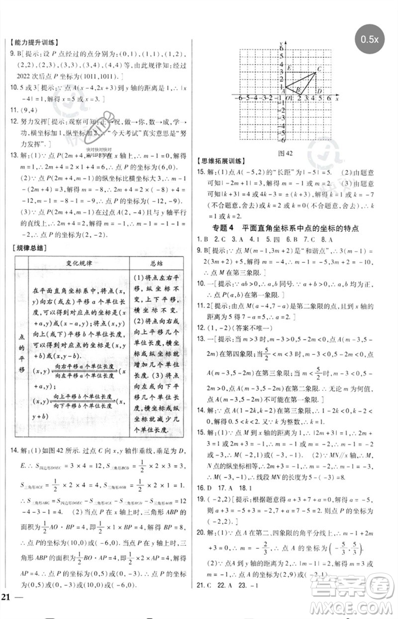 吉林人民出版社2023全科王同步課時(shí)練習(xí)七年級數(shù)學(xué)下冊人教版參考答案