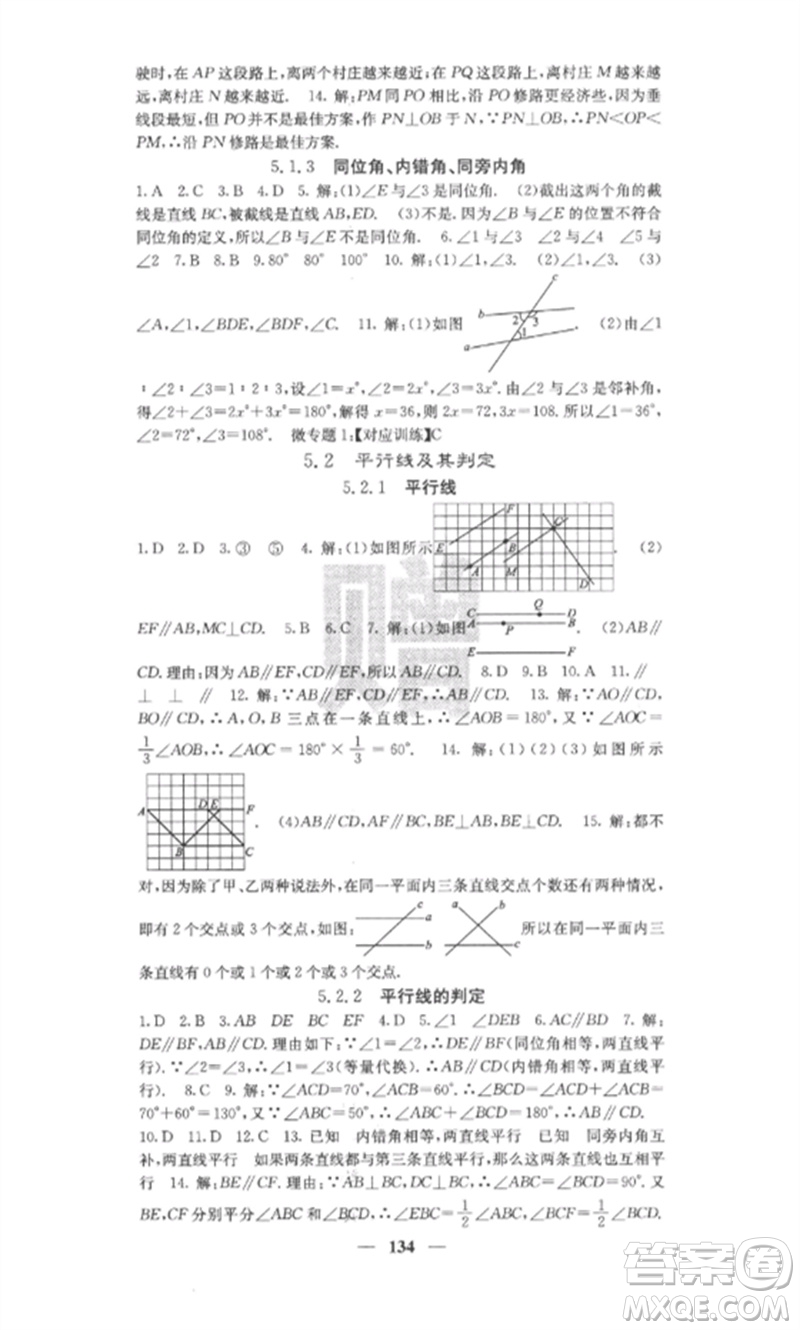 四川大學出版社2023課堂點睛七年級數(shù)學下冊人教版安徽專版參考答案